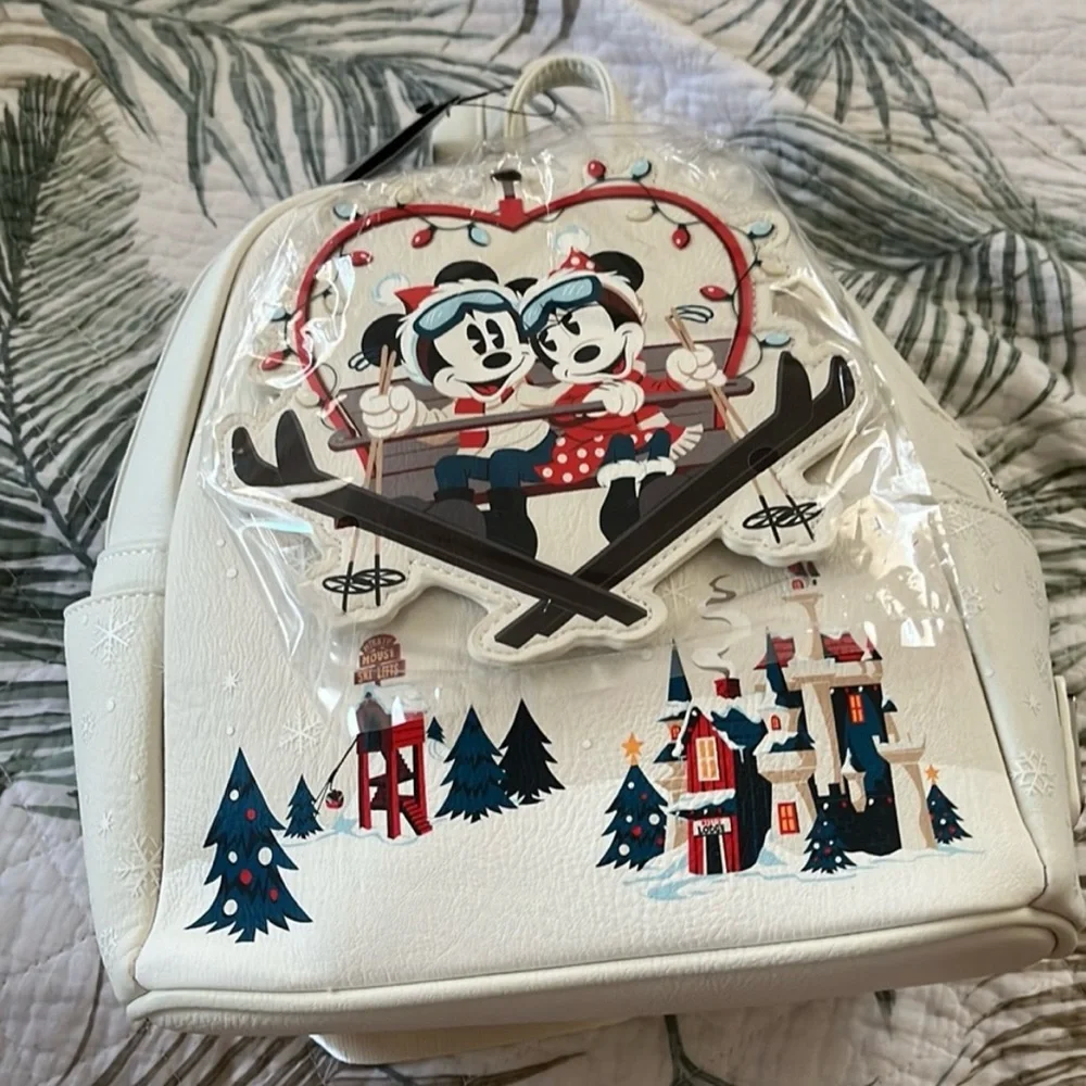 NWT Disney Loungefly Mickey & Minnie Mouse Holiday Backpack